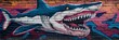 © NicotineLens  - Graffiti Shark on Urban Brick Wall