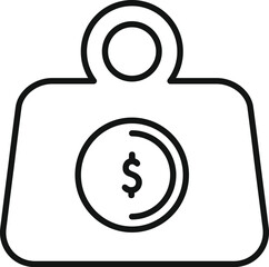 Wall Mural - Line icon of a weight scale measuring a dollar coin, symbolizing financial analysis