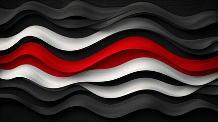 Wall Mural - Abstract paper backgrounds with flowing red, white, and black waves.