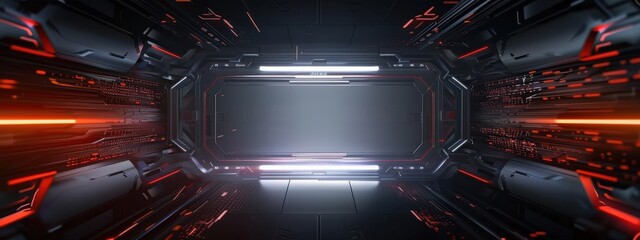 Wall Mural - A futuristic space scene with a large empty area