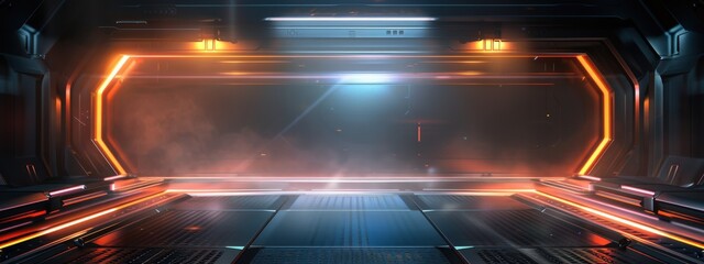 Wall Mural - A futuristic space scene with a large empty area