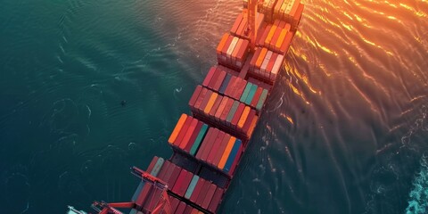 Poster - Container Ship at Sea