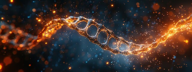 Wall Mural - Glowing DNA Strand in a Dark Universe