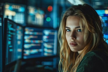 Woman Developer Programmer Coding Software on Computer