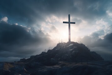 Wall Mural - cross on the hill