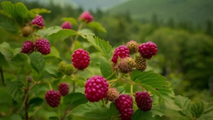 Wall Mural - The cool crisp breeze carries the scent of ripe and ready mountain blackberries enticing hikers off the trail and into the bushes.