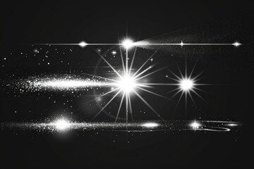 Canvas Print - A black and white photograph of a star bursting into light, with bright streaks radiating from the center