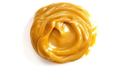 Poster - A close-up shot of creamy peanut butter on a white surface, perfect for food or product photography