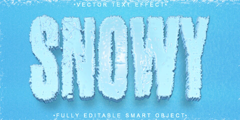 Sticker - Cartoon Snowy Winter Vector Fully Editable Smart Object Text Effect