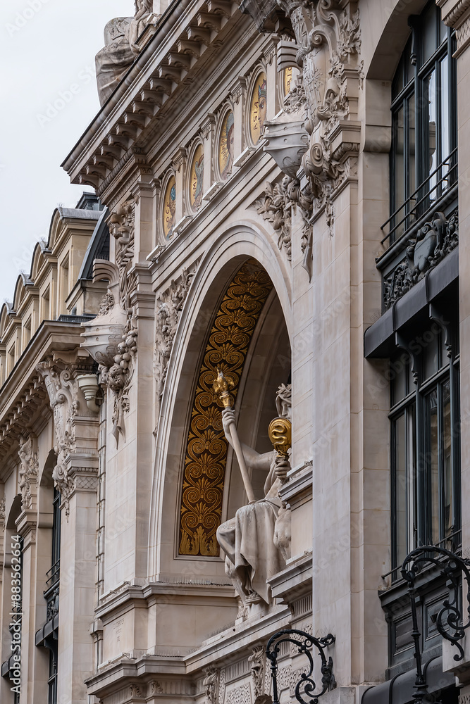 Fragments of the BNP Paribas (BNPP) building on 14 rue Bergere (1881 ...