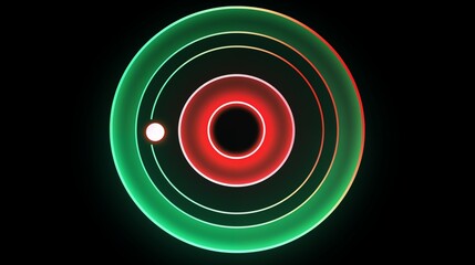 Poster - Vibrant Neon Rings in Circular Orbit with Central Black Hole