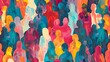 © Ziyan - Colorful diverse people crowd abstract art seamless pattern. Multi-ethnic community, big cultural diversity group background illustration in modern collage painting style.