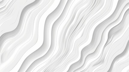 Abstract White Background, 3D Illustration of Flowing Curves and Shadows in Minimalist Design