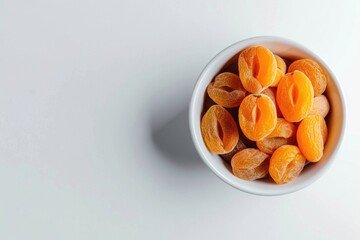 Sticker - A bowl filled with fresh, peeled apricots on a white surface