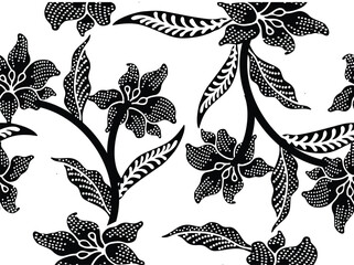 Wall Mural - Indonesian batik motifs with very distinctive, exclusive plant patterns. vector EPS 10