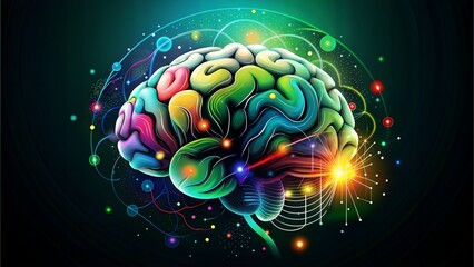 colorful ai brain with abstract elements showcasing vibrant artificial intelligence creativity di