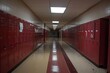 © mohdfaizal - Long Empty Hallway Lined with Red Lockers