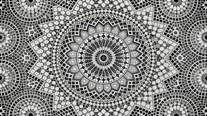 Wall Mural - A stunning monochrome mosaic design with intricate patterns and textures, monochrome, mosaic, design, abstract