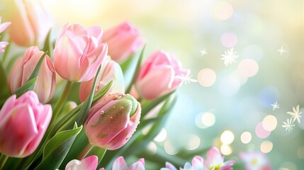 Sticker - Delicate Pink Tulips with a Magical Glow