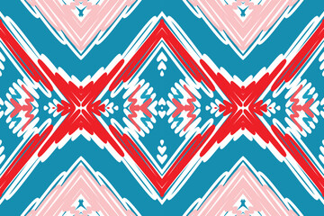 Ethnic Seamless pattern Ikat geometric Indian style.Tribal ethnic vector texture. seamless striped pattern. Ethnic ikat chevron pattern background