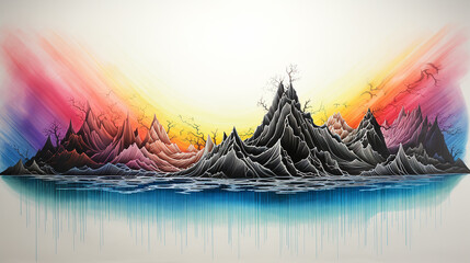 Wall Mural - lighting drawing spectacular sunrise