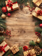 © Tuấn - Christmas wooden background. Generated by AI