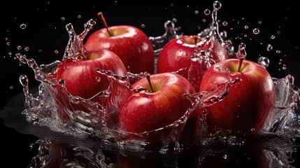 Sticker - apples in water HD 8K wallpaper Stock Photographic Image  