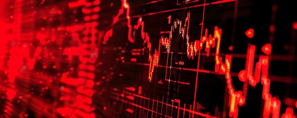 Poster - Red Stock Market Chart