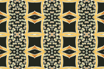 Wall Mural - Ikat ethnic Indian seamless pattern. Design for background, wallpaper, vector illustration, fabric. Ikat ethnic seamless pattern design. Aztec fabric carpet.