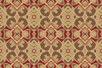 Wall Mural - Ikat ethnic Indian seamless pattern. Design for background, wallpaper, vector illustration, fabric. Ikat ethnic seamless pattern design. Aztec fabric carpet.