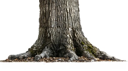 Wall Mural - Picture of a big tree trunk on a white background : Generative AI