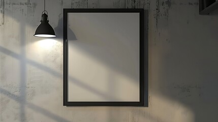 Poster - Mockup of black frame in room interior with lighting Simple Mockup of white blank board : Generative AI