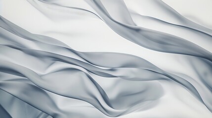 Poster - Abstract white gray background with wavy smooth lines flowing on it : Generative AI