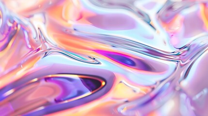 Wall Mural - Grainy iridescent holographic gradient background Psychedelic colourful pattern for your business and brand Trippy moving water glossy texture Glass holo lilac colours Modern artificia : Generative AI