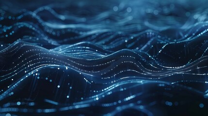 Aufkleber - Abstract wave shape on a lowpolygonal triangular background for design on the topic of cyberspace big data metaverse network security data transfer on dark blue abstract cyberspace bac : Generative AI