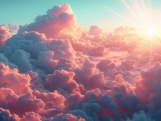 Wall Mural - A sky with pink and teal colors. 