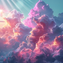 Wall Mural - a sky with pink and teal colors.