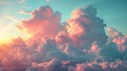 Wall Mural - A sky with pink and teal colors. 