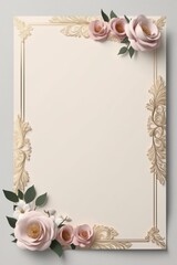 Wall Mural - A vintage wedding invitation with a pink rose border and space for your love message