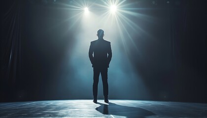 silhouette of a man on stage