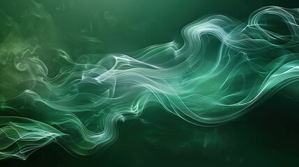 Wall Mural - green wallpaper with beautiful smoke waves.