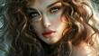© Berkah - Vogue style close-up portrait of beautiful woman with long curly.