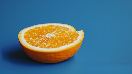 Sticker - Half an orange on a blue background.