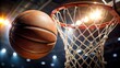 © Udomner - Close up of basketball scoring a basket with a swish in the net , basketball, scoring, basket, swish