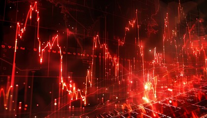 Poster - Red Stock Market Chart