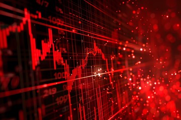 Poster - Red Stock Market Chart