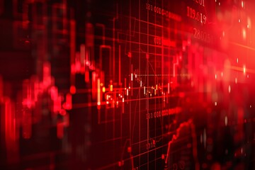 Poster - Abstract Red Stock Market Data