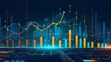 Poster - Abstract Data Visualization with Upward Trend of Financial Growth
