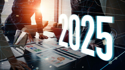 Poster - ビジネスとネットワーク　2025年新年イメージ　ビジネス向け年賀状素材