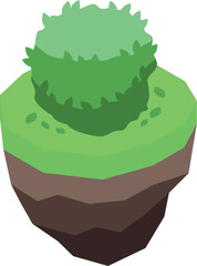 Sticker - Green bush growing on a floating island with a cartoon style